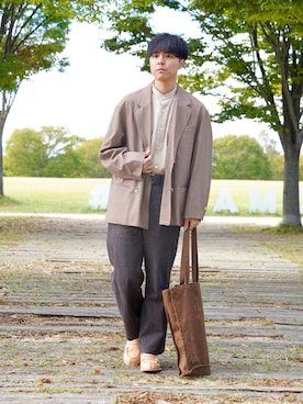 「アイテム（テーラードジャケット）」を使った、なべさん（メンズ・168cm）の秋コーディネート