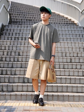 「A.P.C.（アーペーセー）のアイテム（キャップ）」を使った、なべさん（骨格ウェーブ・メンズ・168cm）の夏コーディネート