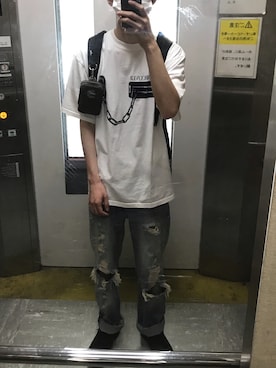 「アイテム（ポーチ、ブラウン系）」を使った、saikaさん（メンズ・171cm）の夏コーディネート