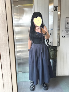 「no brand（ノーブランド）のアイテム（オールインワン・サロペット）」を使った、Yandywwy さん（レディース・163cm）の夏コーディネート