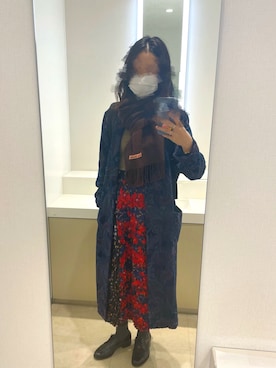 「ジャガード」｜「アイテム（チェスターコート）」を使った、joeさん（レディース・168cm）の冬コーディネート