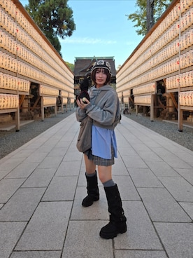 「アイテム（帽子）」を使った、しるこさん（レディース・162cm）の冬コーディネート