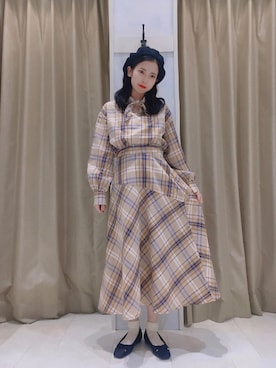 「Te chichi TERRASSE（テチチテラス）のアイテム（ハンチング/ベレー帽）」を使った、ひろぽかさん（レディース・155cm）の秋コーディネート