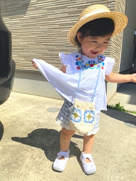 「petit main（プティマイン）のアイテム（バッグ）」を使った、sou_yuuさん（キッズ・80cm）の夏コーディネート