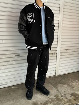 「A4A（エーフォーエー）のアイテム（スタジャン）」を使った、kantaさん（メンズ・165cm）の冬コーディネート
