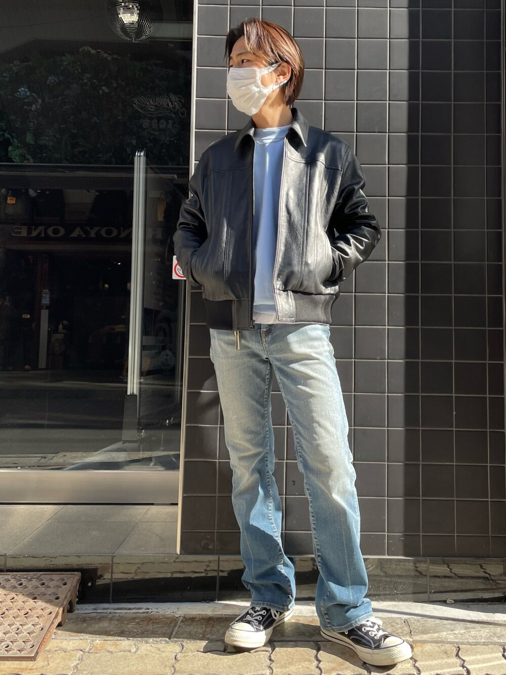 野口強　マインデニム　シープレザー　ジップアップ　リブ　ジャケット MINEDENIM（マインデニム）の「MINEDENIM（マインデニム）RIB