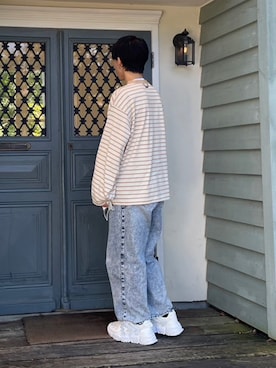 「アイテム（デニムパンツ）」を使った、miyaさん（メンズ・172cm）の秋コーディネート