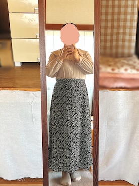 「Honeys（ハニーズ）のアイテム（スカート、ブラック系）」を使った、ERIさん（レディース・158cm）の春コーディネート