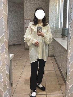 「襟付きトップス」｜「アイテム（その他シューズ）」を使った、nacoさん（レディース・158cm）の秋コーディネート