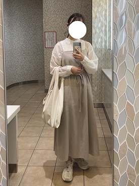 「JUNOAH（ジュノア）のアイテム（サロペット/オーバーオール）」を使った、nacoさん（レディース・158cm）の秋コーディネート