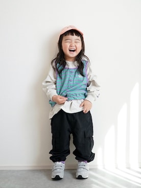 「devirock（デビロック）のアイテム」を使った、しなつさん（キッズ・90cm）の春コーディネート