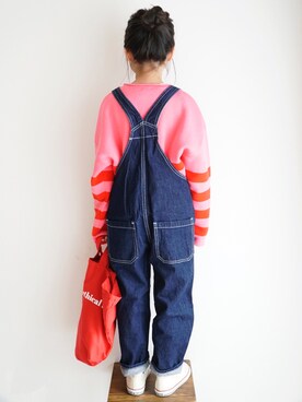 「ローリーズファーム(LOWRYS FARM)」｜「アイテム（サロペット/オーバーオール）」を使った、haa__fuuさん（キッズ・127cm）の冬コーディネート