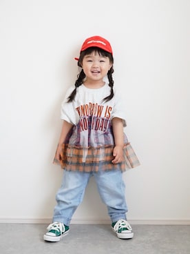 「Birthday（バースデイ）のアイテム」を使った、しなつさん（キッズ・90cm）の春コーディネート