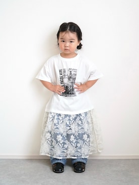 「p.premier（ピードットプルミエ）のアイテム」を使った、しなつさん（キッズ・90cm）の夏コーディネート