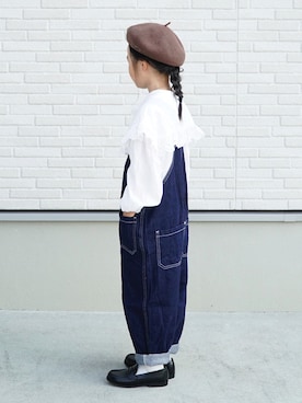 「ローリーズファーム(LOWRYS FARM)」｜「アイテム（サロペット/オーバーオール）」を使った、haa__fuuさん（キッズ・120cm）の秋コーディネート