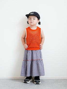 「GAP（ギャップ）のアイテム（キャップ）」を使った、しなつさん（キッズ・90cm）の夏コーディネート