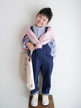 「GLOBAL WORK（グローバルワーク）のアイテム（オールインワン・サロペット）」を使った、haa__fuuさん（キッズ・127cm）の冬コーディネート