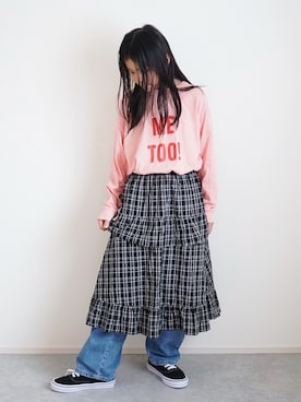 「アイテム（スカート）」を使った、haa__fuuさん（キッズ・145cm）の秋コーディネート