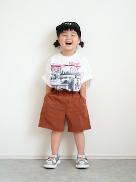「GAP（ギャップ）のアイテム（キャップ）」を使った、しなつさん（キッズ・90cm）の夏コーディネート