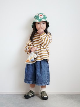 「p.premier（ピードットプルミエ）のアイテム」を使った、しなつさん（キッズ・90cm）の春コーディネート