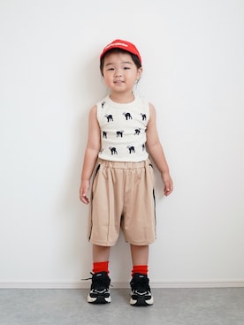「chil2（チルツー）のアイテム」を使った、しなつさん（キッズ・90cm）の夏コーディネート