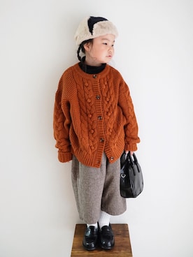 「アイテム（ローファー、ブラック系）」を使った、haa__fuuさん（キッズ・120cm）の秋コーディネート
