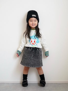 「アイテム（帽子）」を使った、しなつさん（キッズ・100cm）の秋コーディネート