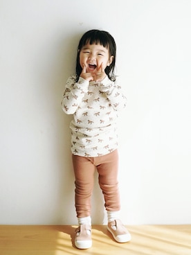 「アイテム（レッグウェア）」を使った、haa__fuuさん（キッズ・90cm）の秋コーディネート
