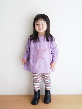 「アイテム（レギンス/スパッツ）」を使った、haa__fuuさん（キッズ・90cm）の冬コーディネート