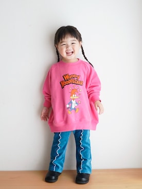 「アイテム（スウェット）」を使った、haa__fuuさん（キッズ・90cm）の冬コーディネート