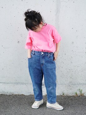 「ZOZOKIDSDAY」｜「アイテム（Tシャツ/カットソー）」を使った、haa__fuuさん（キッズ・127cm）の春コーディネート