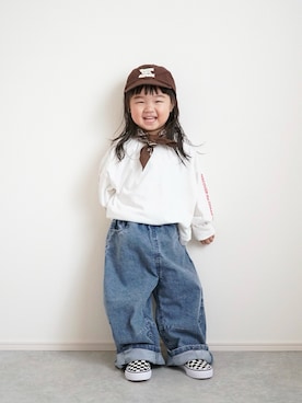 「PAIRMANON STREET（ペアマノンストリート）のアイテム」を使った、しなつさん（キッズ・90cm）の春コーディネート