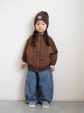 「pairmanon（ペアマノン）のアイテム」を使った、しなつさん（キッズ・100cm）の秋コーディネート