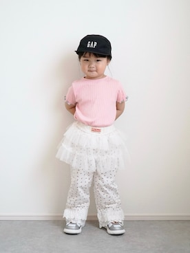 「GAP（ギャップ）のアイテム」を使った、しなつさん（キッズ・90cm）の春コーディネート