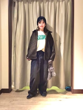 「SMELLY（スメリー）のシャギービーニー（ニットキャップ/ビーニー）」を使った、rikaさん（レディース・163cm）の秋コーディネート