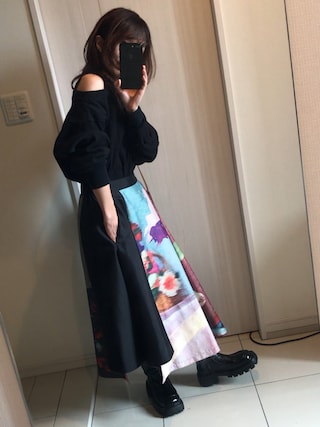 アメリ　EMILIA TUCK SKIRT フレアスカート　ブラック アメリ EMILIA TUCK SKIRT フレアスカート ブラック AMERI