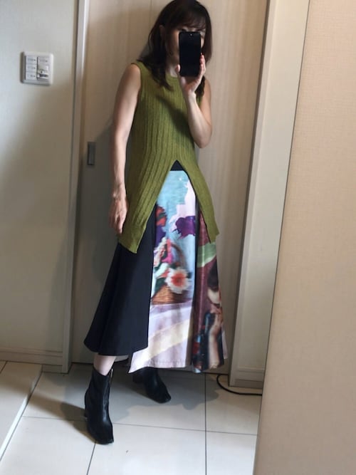 アメリ　EMILIA TUCK SKIRT フレアスカート　ブラック 1631507497_320.jpg