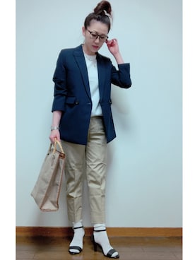 「SHIPS（シップス）の淡水パールマンテルネックレス 40cm（ネックレス）」を使った、junjunさん（レディース・162cm）の春コーディネート