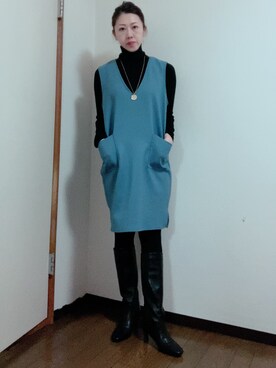 「Diosfront（ディオスフロント）のアイテム（ワンピース/ドレス）」を使った、junjunさん（レディース・162cm）の秋コーディネート