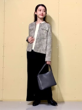 「シンプル・ベーシック」｜「アイテム（ノーカラージャケット）」を使った、THE SHOP TK officialさん（レディース・150cm）の冬コーディネート