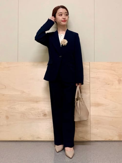 未使用タグ付き✨23区　洗える　ノーカラー　ダブルジャケット　40 ブラック セットアップ対応・洗える】トリアセダブルクロスノーカラー