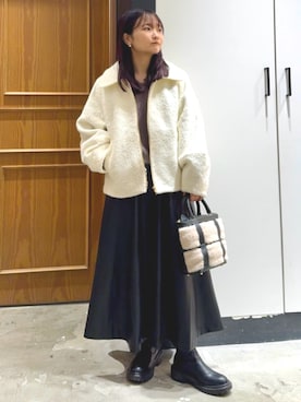 「シンプル・ベーシック」｜「アイテム（ブルゾン）」を使った、THE SHOP TK officialさん（レディース・148cm）の冬コーディネート