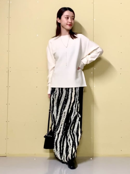 おしゃれ リラックス  ニット スカート セット フリンジ THE SHOP TK スカート 「セットアップ可」フリンジニット