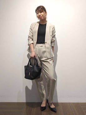 「シンプル・ベーシック」｜「アイテム（ノーカラージャケット）」を使った、THE SHOP TK officialさん（レディース・160cm）の春コーディネート