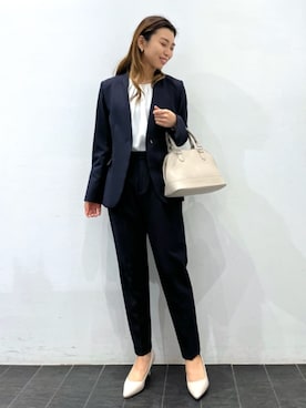 「シンプル・ベーシック」｜「アイテム（ノーカラージャケット）」を使った、THE SHOP TK officialさん（レディース・159cm）の冬コーディネート