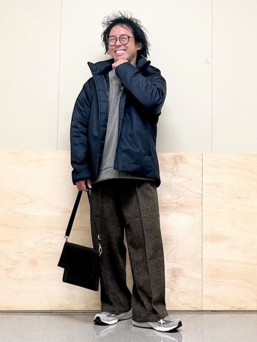 THE SHOP TK アウター メンズ XL フード付き ネイビー セール】SORONA中綿フードブルゾン 蓄熱／保温／洗える／防風／撥水