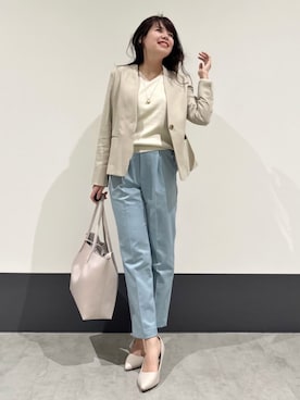 「イエベ」｜「アイテム（ノーカラージャケット）」を使った、THE SHOP TK officialさん（レディース・156cm）の春コーディネート