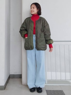 「デイリーカジュアル」｜「アイテム（ブルゾン）」を使った、THE SHOP TK officialさん（レディース・155cm）の冬コーディネート