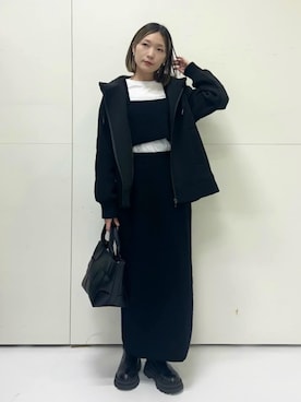 「シンプル・ベーシック」｜「アイテム（ブルゾン）」を使った、THE SHOP TK officialさん（レディース・160cm）の冬コーディネート