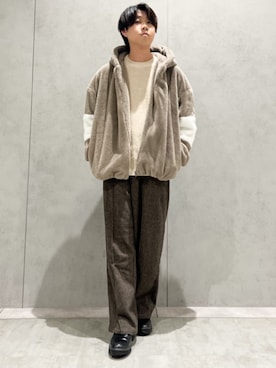 「アイテム（ブルゾン、ベージュ系）」を使った、THE SHOP TK officialさん（メンズ・173cm）の秋コーディネート